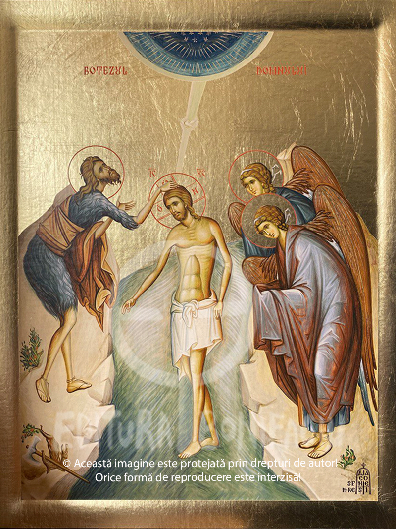 Botezul Mantuitorului Iisus Hristos - icoana cu aur