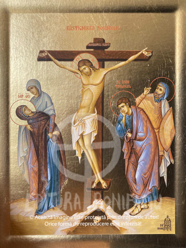 Rastignirea aDomnului - icoana cu foita de aur Rastignirea Domnului Iisus Hristos - icoana cu foita de aur